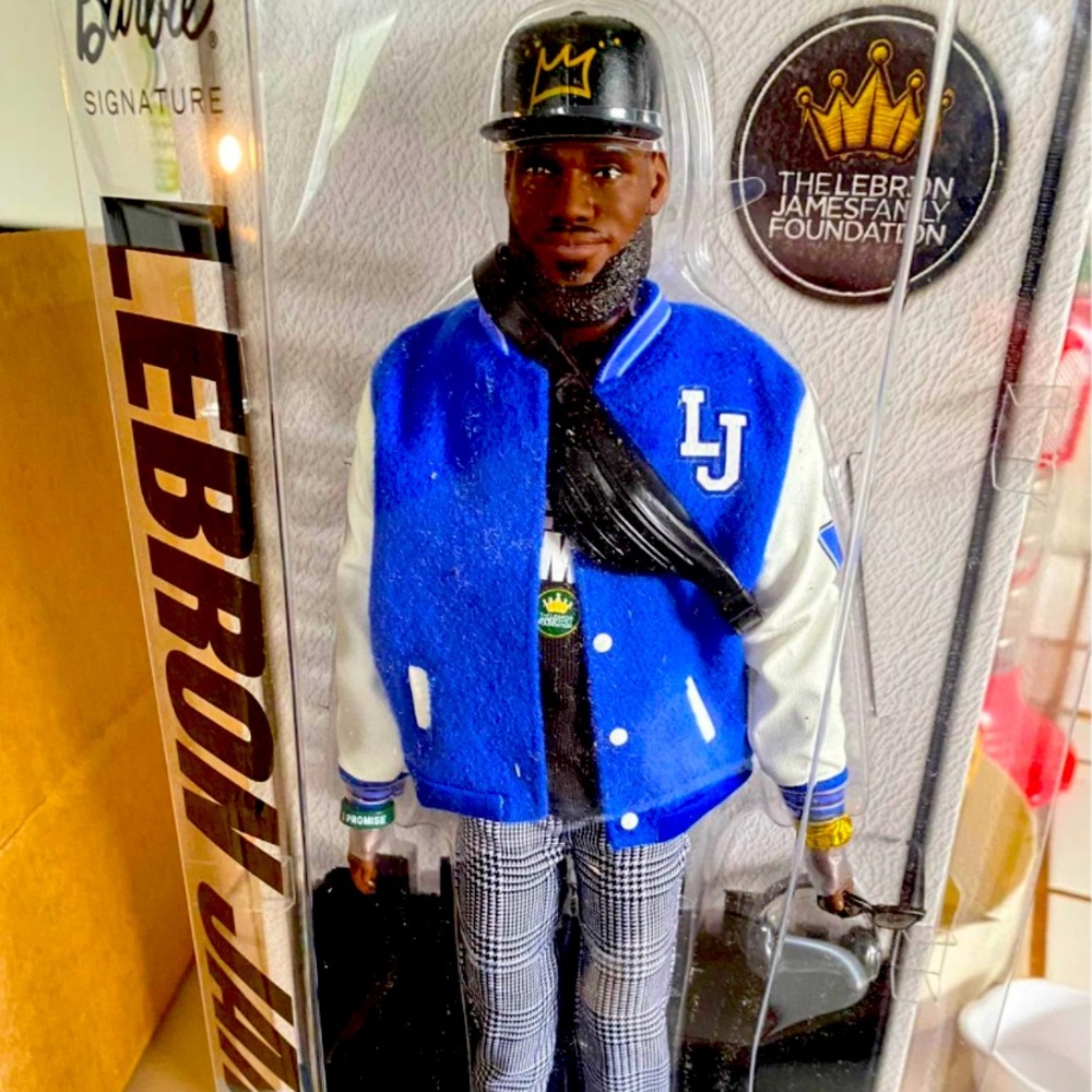 LeBron James Barbie Blue and White Varsity Jacket Figure